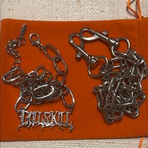 Set of 2 Dolls Kill Silver Chains: necklace and belt chain